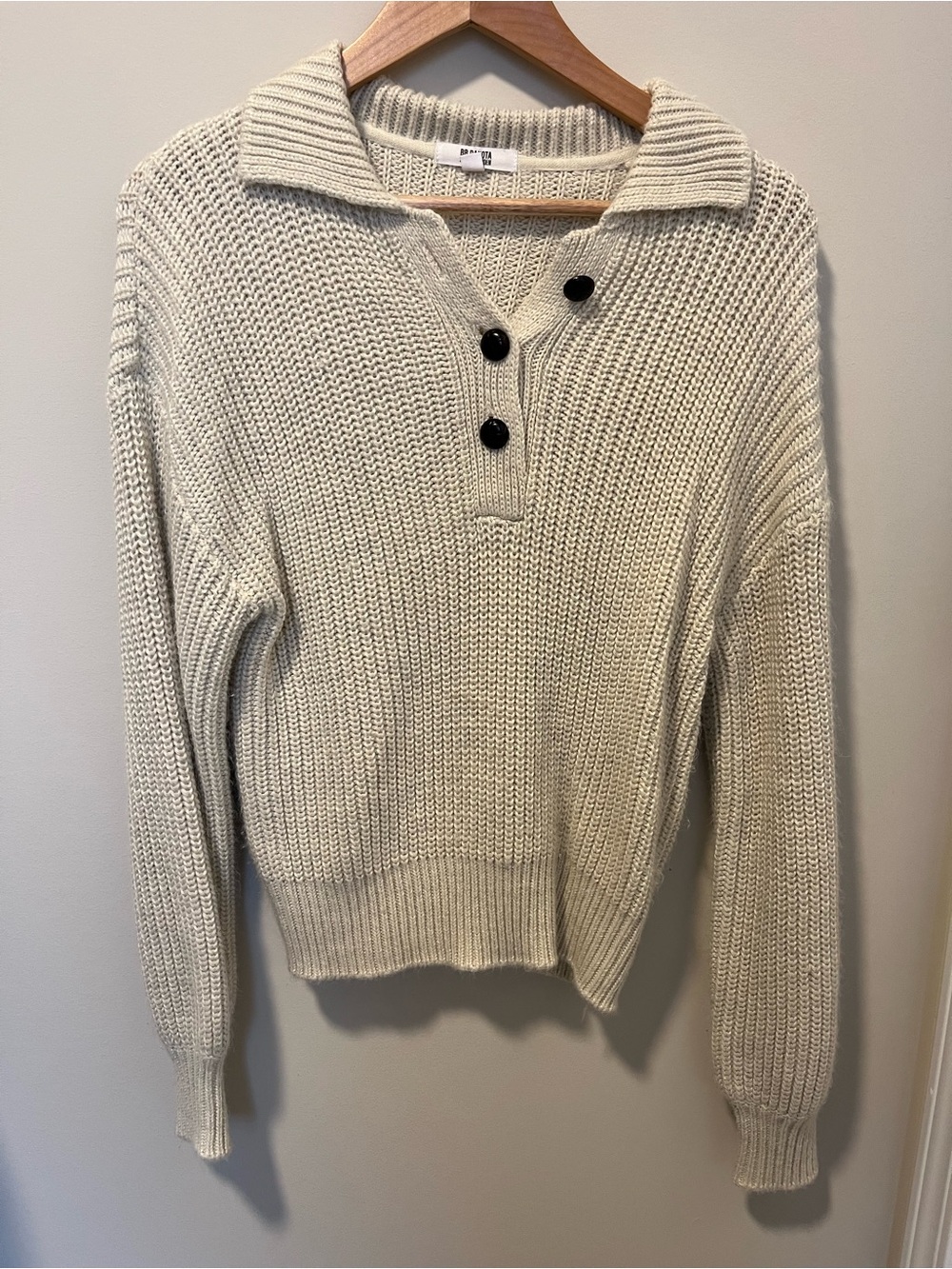 BB Dakota Cream Collared Button Knit Sweater